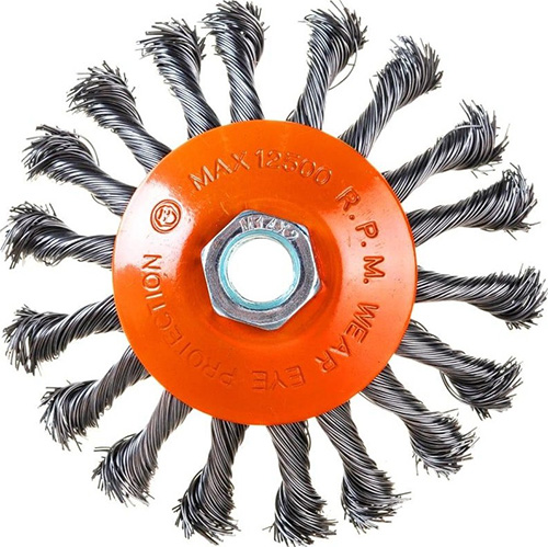 Щетка для УШМ М14,115 мм, крученая металлическая проволока, Sturm